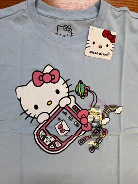 Hello Kitty Sanrio T-Shirt Women’s Medium Blue Graphic Tee Y2K Kawaii NWT